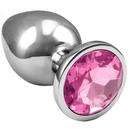 Plug Anal de Aço Inoxidável com Cristal Arredondado Sexy Import Tamanho P