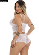 Conjunto Espera Marido de Renda Sem Bojo Caleçon e Cropped