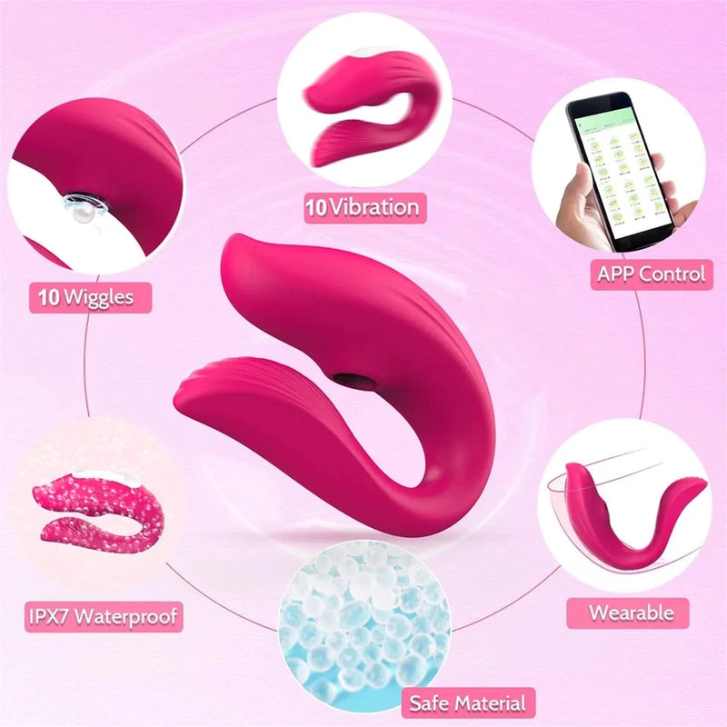 Vibrador Casal com Sucção de Blutooth Cotrole via Aplicativo